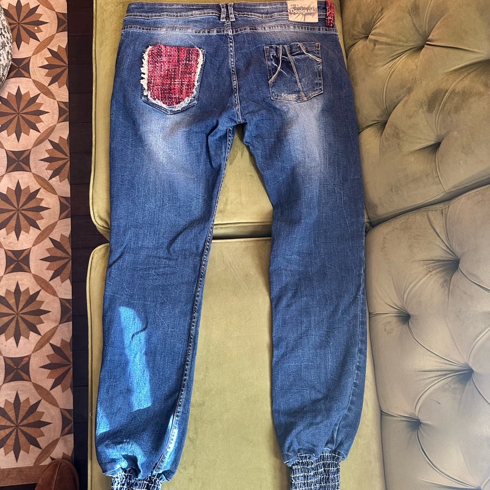 Desigual Blue Women's Jeans with Red Accents - Picture 2 of 8